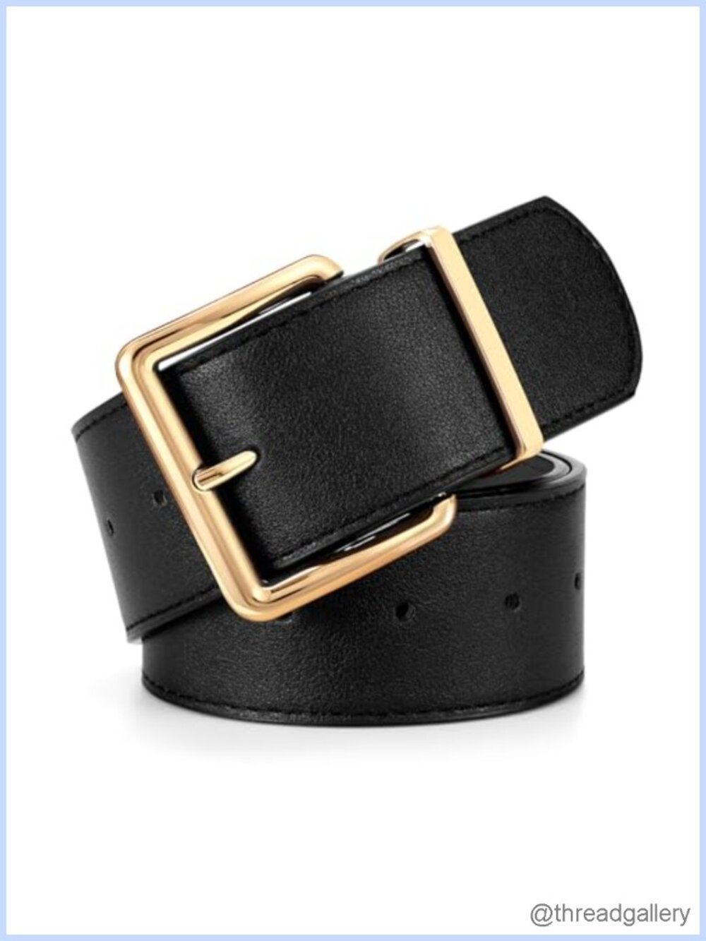 Women Wide PU Leather Belt Big Gold Buckle Chunky Fashion Waist Belt